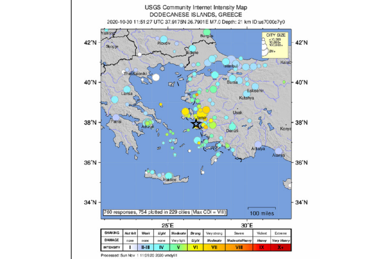 РОССКОМ: Анализ последствий землетрясения 30.10.2020 г. в Эгейском море