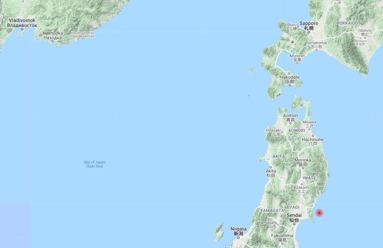 Сильное землетрясение в Тихом океане, на восточном побережье острова Хонсю, Япония