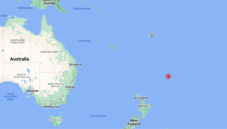 Сильное землетрясение в районе островов Кермадек