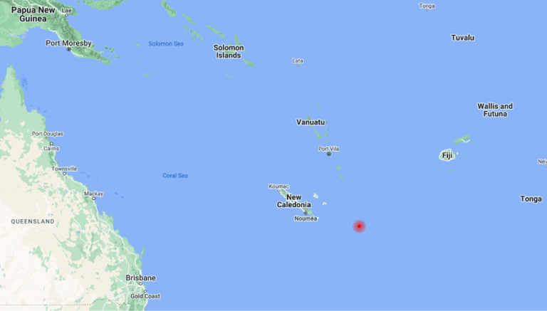 Сильное землетрясение в Тихом океане, в районе островов Лоялти, Новая Каледония