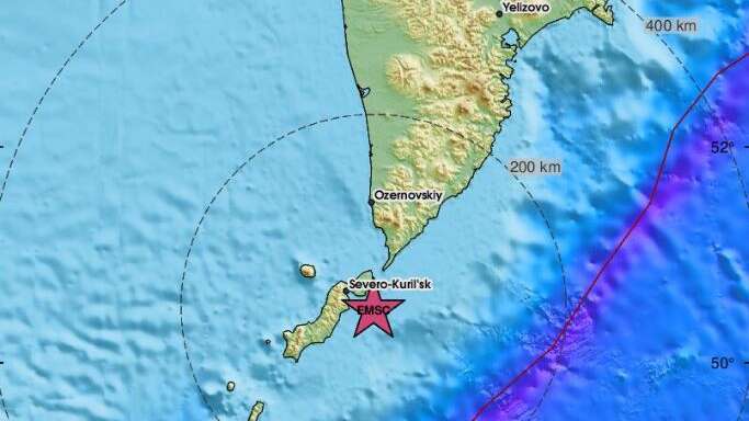 Землетрясение в районе Курильских островов магнитудой 4,5
